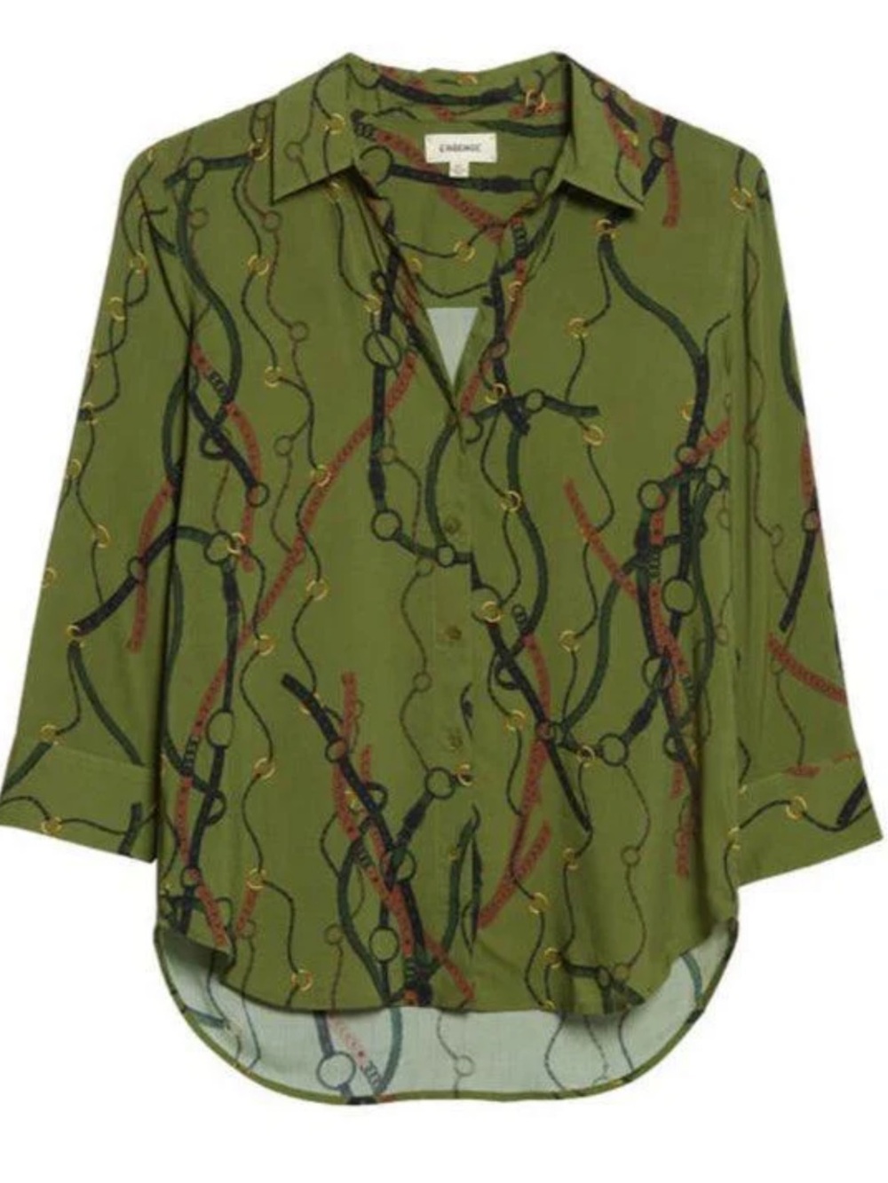 L’Agence Camille Belt Print Blouse Green S